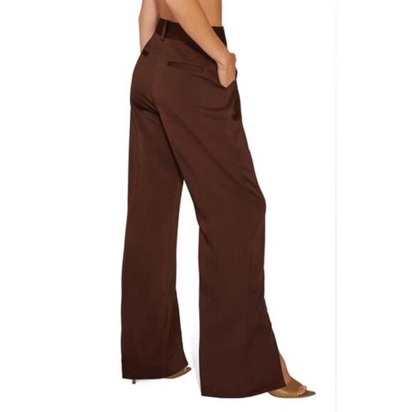 Favorite Daughter Split Decision Silky Trousers in‎ Chocolate Size 2 - Picture 3 of 14